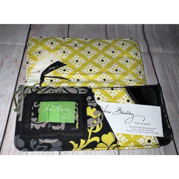 VERA BRADLEY BAROQUE Black Gray White Floral Snap Wallet Retired Pattern - Picture 4 of 9